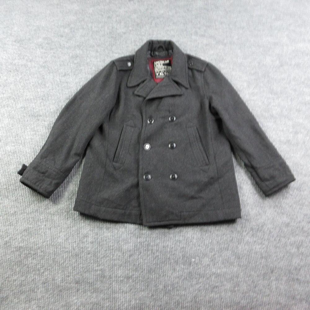 American Eagle Outfitters Coat Mens XL Black Pea Coat Tweed Lined Collared